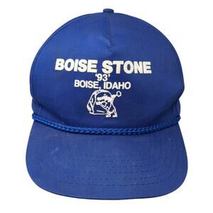 Boise Stone 93 Boise, Idaho Snapback Trucker Hat Blue OS Rope Sportsman Vintage